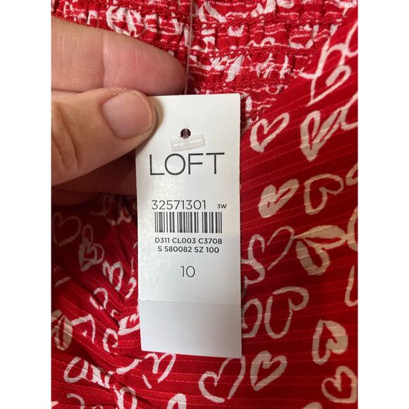 NWT Loft Red Blouse with Hearts Size 10 - Picture 8 of 9